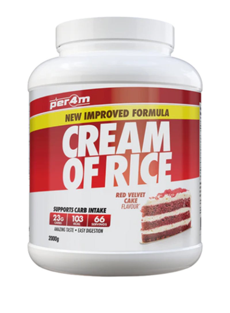 Advanced Performance Cream Of Rice - Red Velvet Cake Flavor - 2Kg Tub - Gourmet Healthy Carbohydrate Meal Replacement - High Energy & Low Fat Performance Fuel